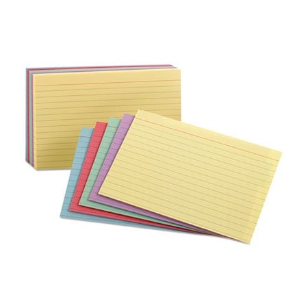 Oxford, Ruled Index Cards, 3 X 5, Blue/violet/canary/green/cherry, 100PK